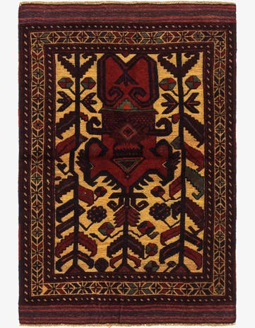 3' x 4' 4 Hand Knotted Sumak Wool Rug