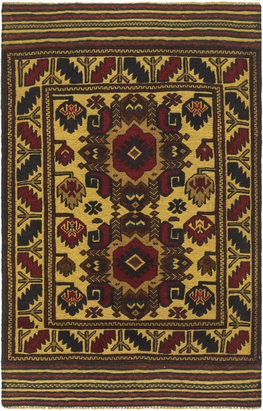 3' x 4' 10  Hand Knotted Sumak Wool Rug