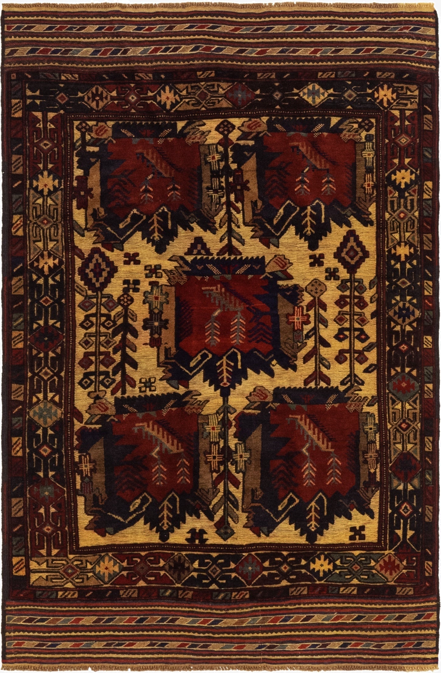 4' x 6' 6  Hand Knotted Sumak Wool Rug