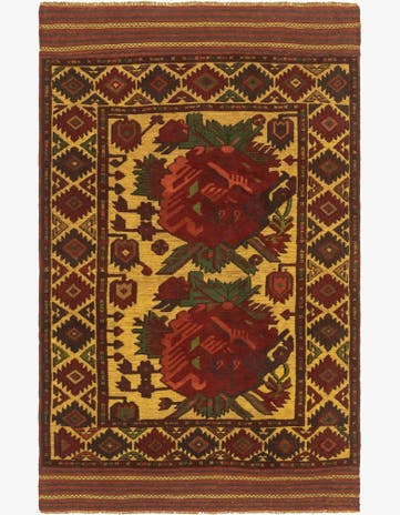 4' 1 x 6' 6 Hand Knotted Sumak Wool Rug