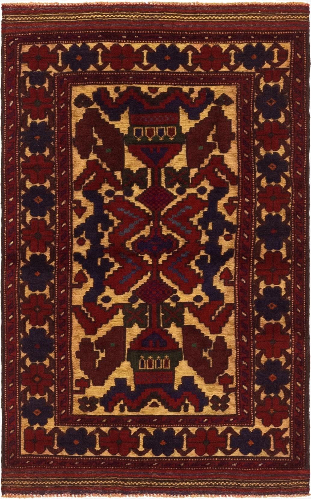 2' 11 x 4' 9  Hand Knotted Sumak Wool Rug