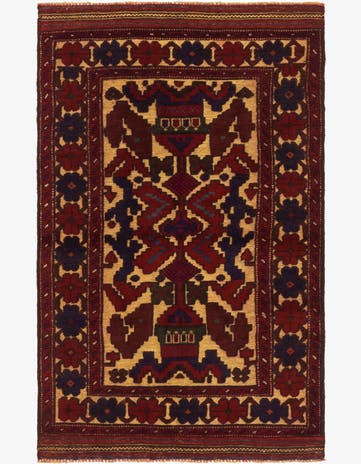 2' 11 x 4' 9 Hand Knotted Sumak Wool Rug