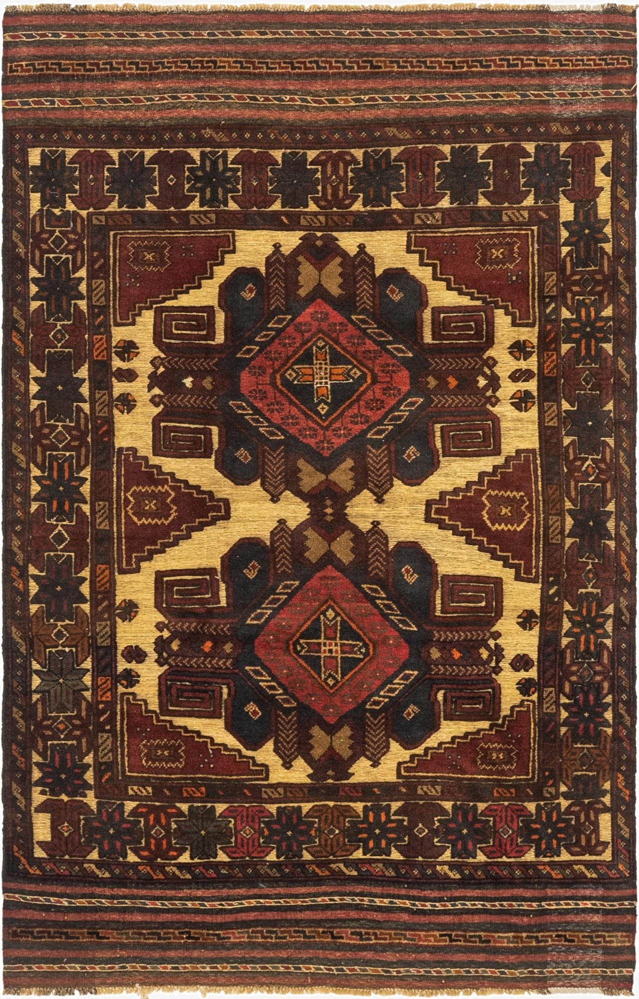 4' 1 x 6' 9  Hand Knotted Sumak Wool Rug