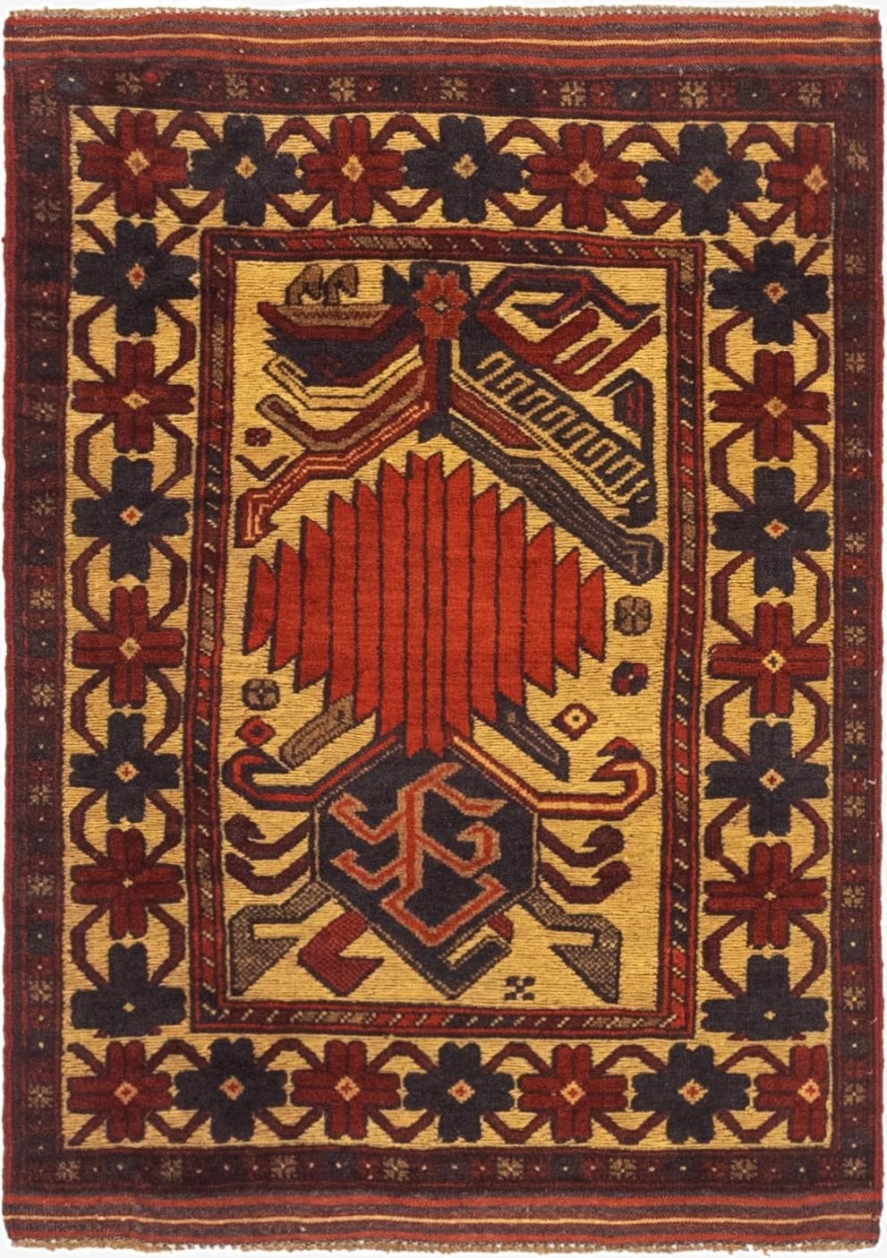 2' 8 x 4' 1  Hand Knotted Sumak Wool Rug