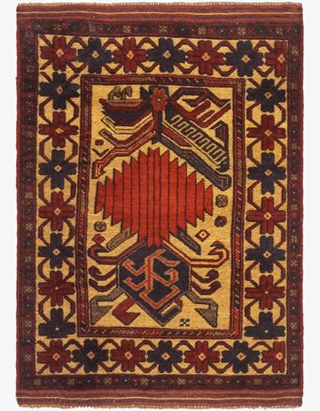 2' 8 x 4' 1 Hand Knotted Sumak Wool Rug