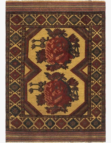 4' 3 x 6' 2 Hand Knotted Sumak Wool Rug