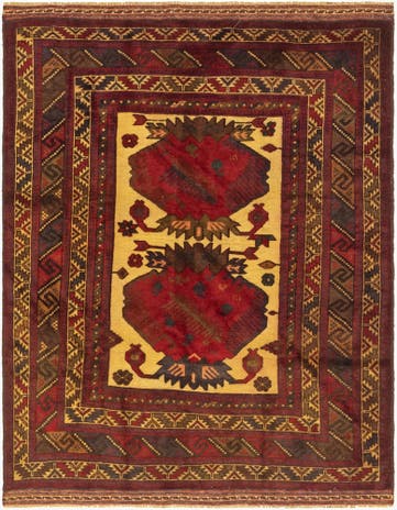 4' 4 x 5' 9 Hand Knotted Sumak Wool Rug