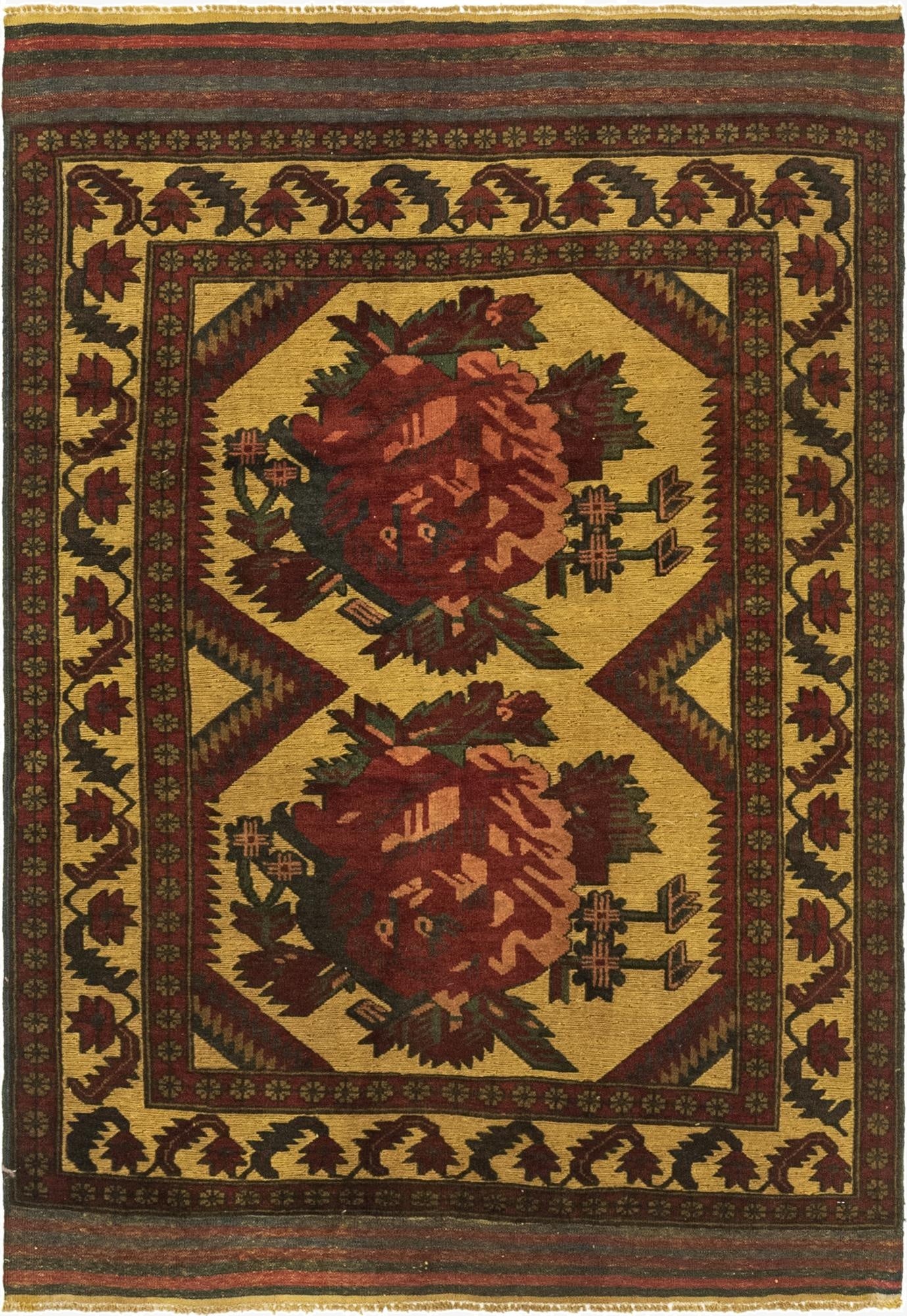 4' 1 x 6'  Hand Knotted Sumak Wool Rug