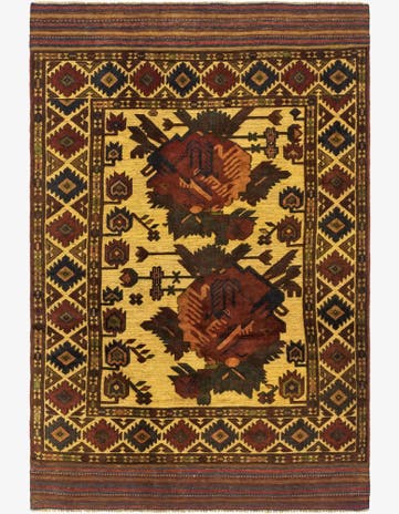 4' 2 x 6' 6 Hand Knotted Sumak Wool Rug