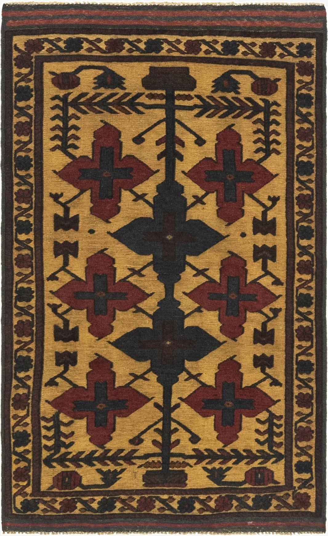 Primary image 3' 1 x 5'  Hand Knotted Sumak Wool Rug