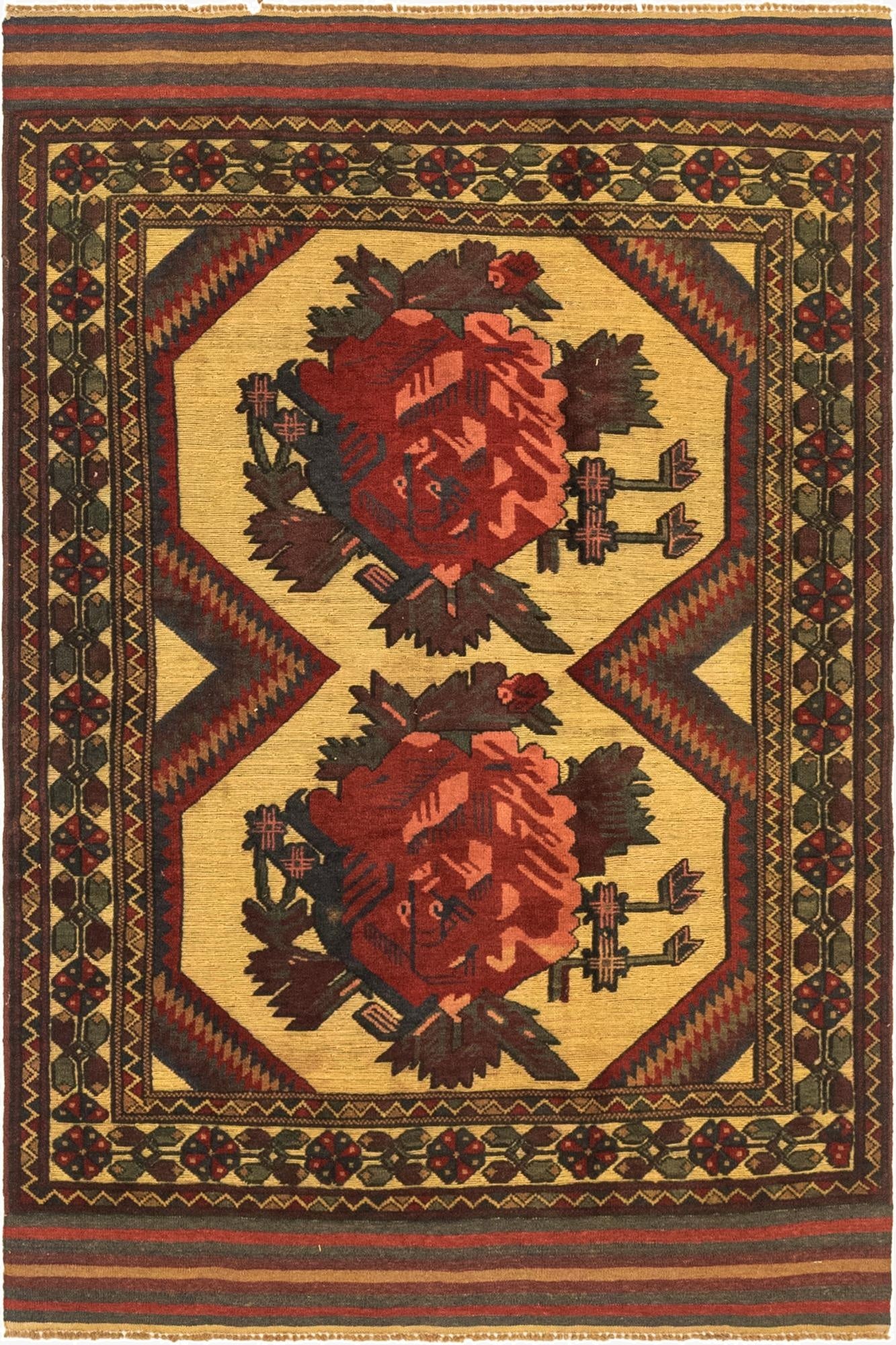 4' 2 x 6' 1  Hand Knotted Sumak Wool Rug