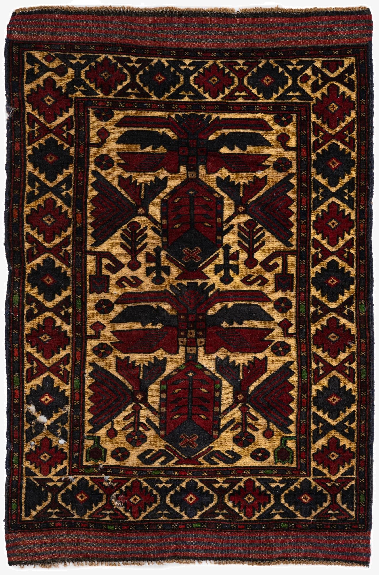 3' 1 x 4' 9  Hand Knotted Sumak Wool Rug