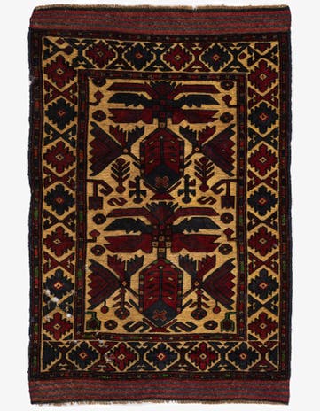3' 1 x 4' 9 Hand Knotted Sumak Wool Rug