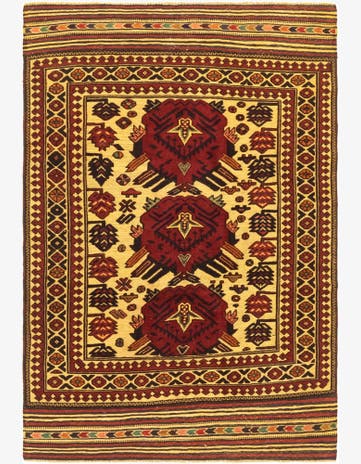 4' 3 x 6' 4 Hand Knotted Sumak Wool Rug