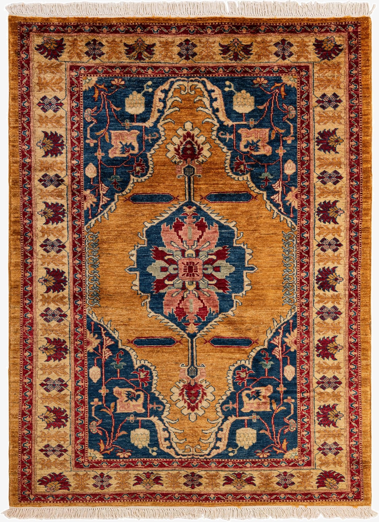 4' 11 x 6' 10  Hand Knotted Ziegler Wool Rug
