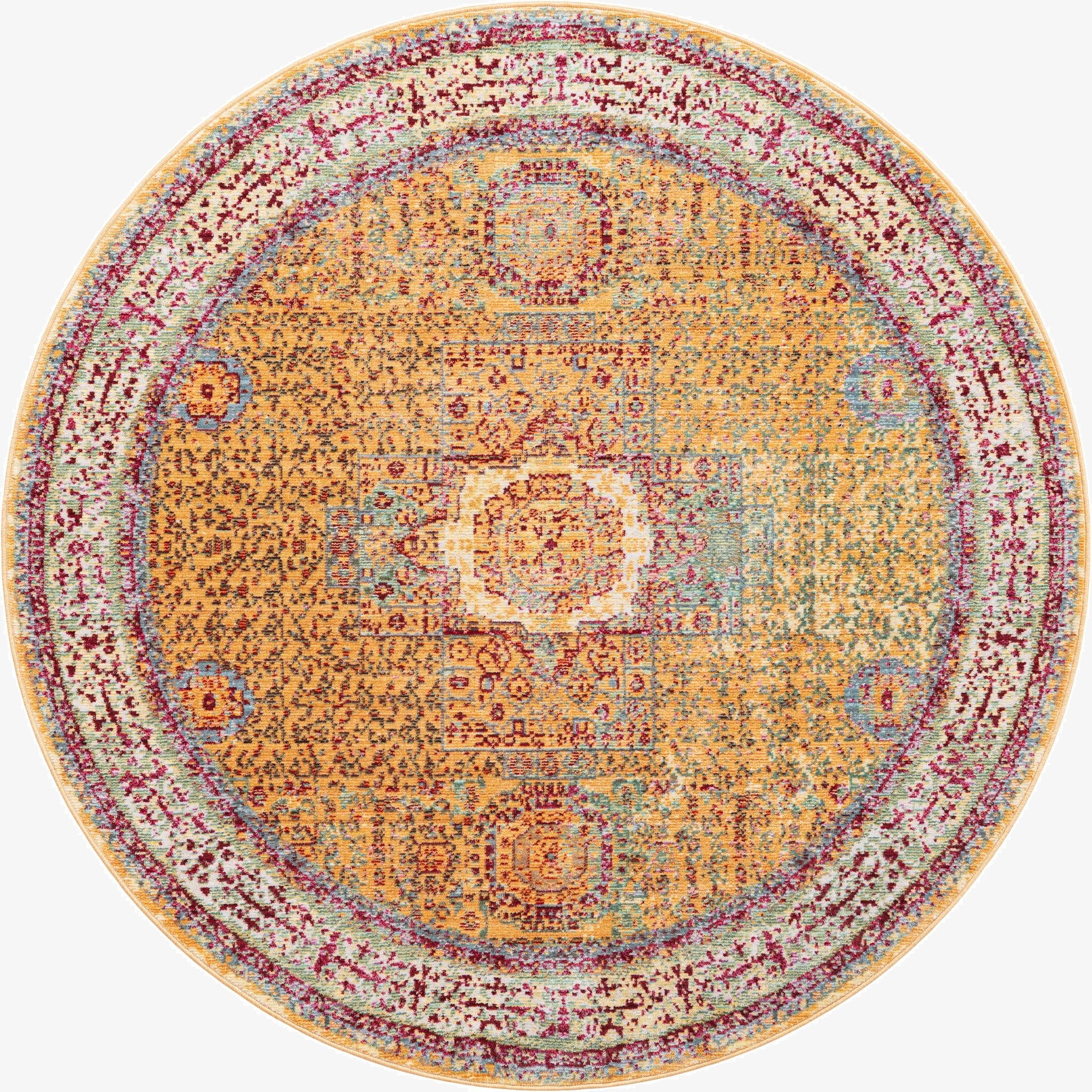 5' 3 x 5' 3 Aqua Round Rug