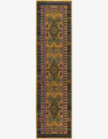 Gold Washable Fleur Runner Rug