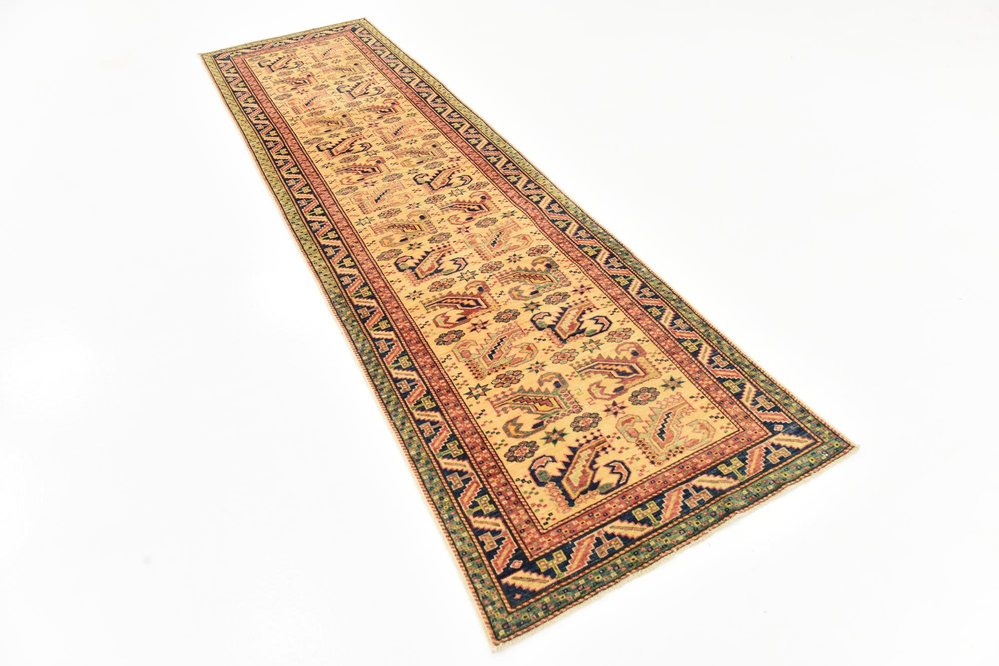 80cm x 295cm anudado a mano Kazak Alfombra Pasillera