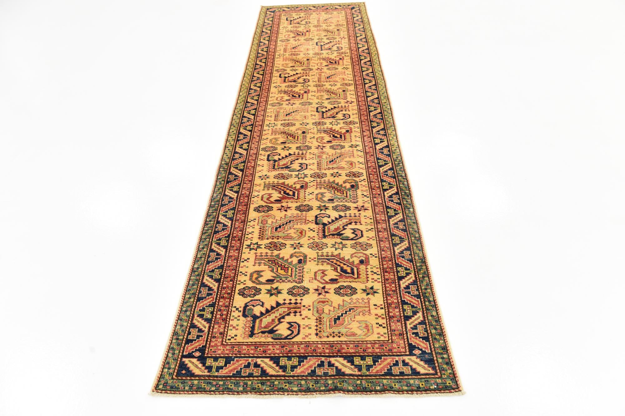 80cm x 295cm anudado a mano Kazak Alfombra Pasillera