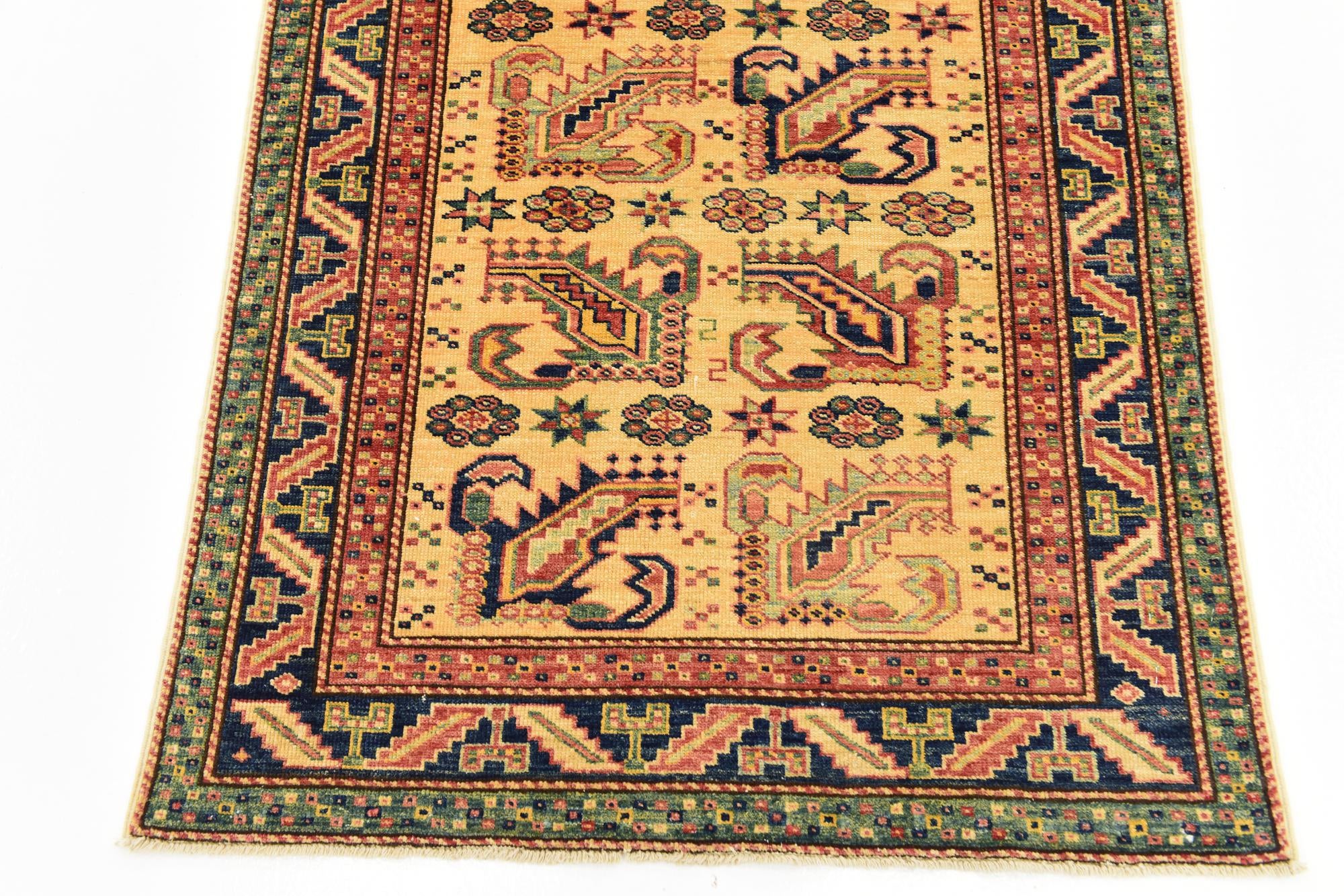 80cm x 295cm anudado a mano Kazak Alfombra Pasillera