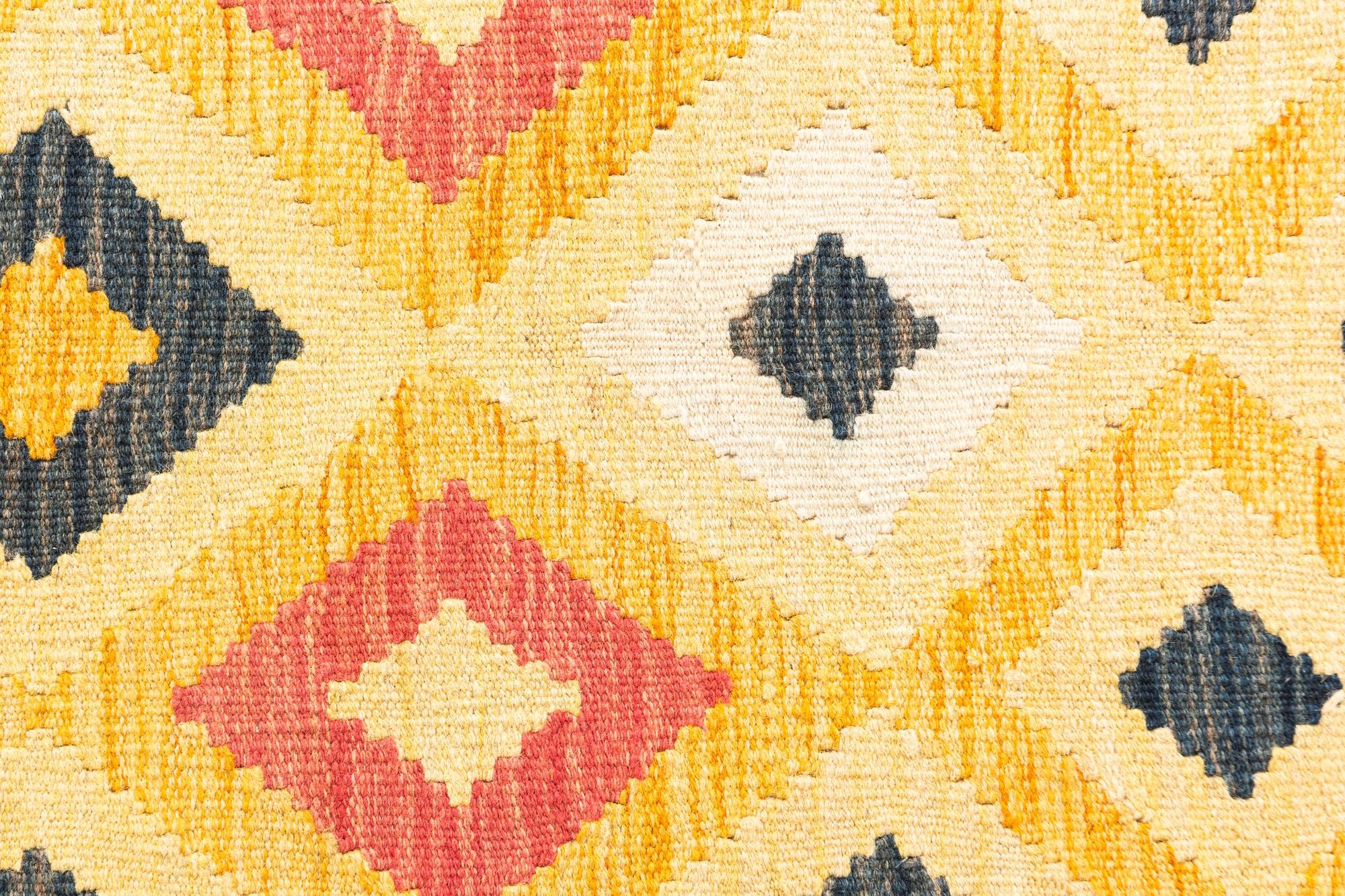 3' 5 x 6' 10 Hand Woven Kilim Maymana Wool Runner Rug