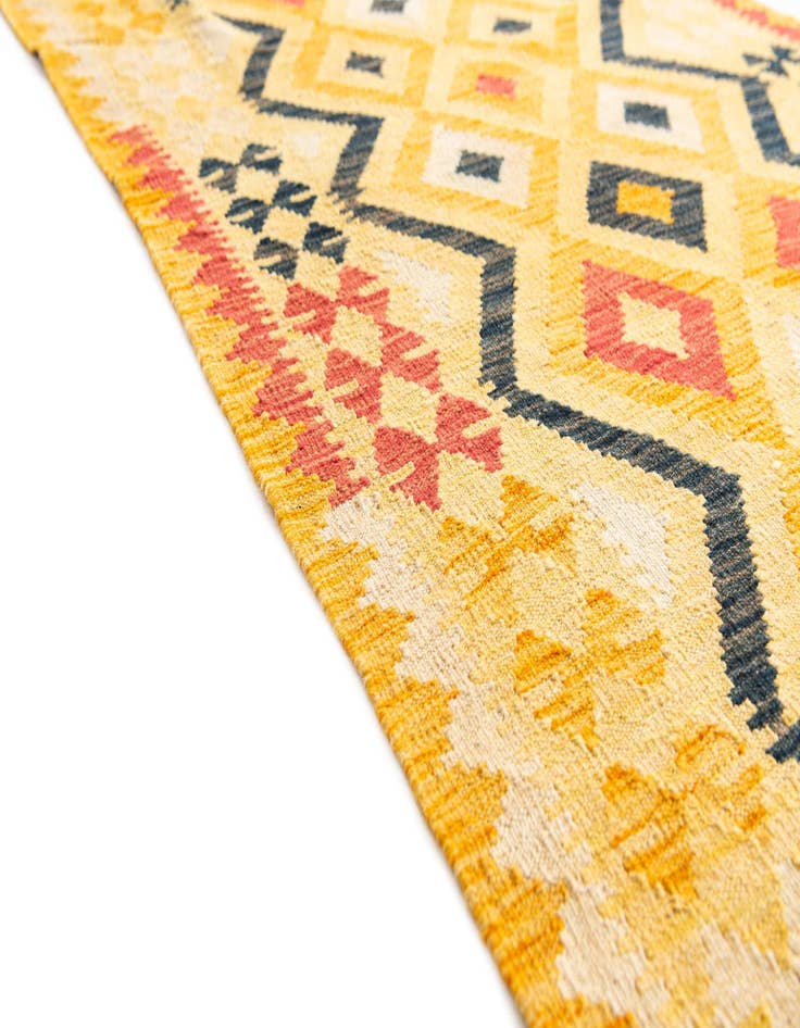 Detail image of 3' 5 x 6' 10  Hand Woven Kilim Maymana Wool Runner Rug