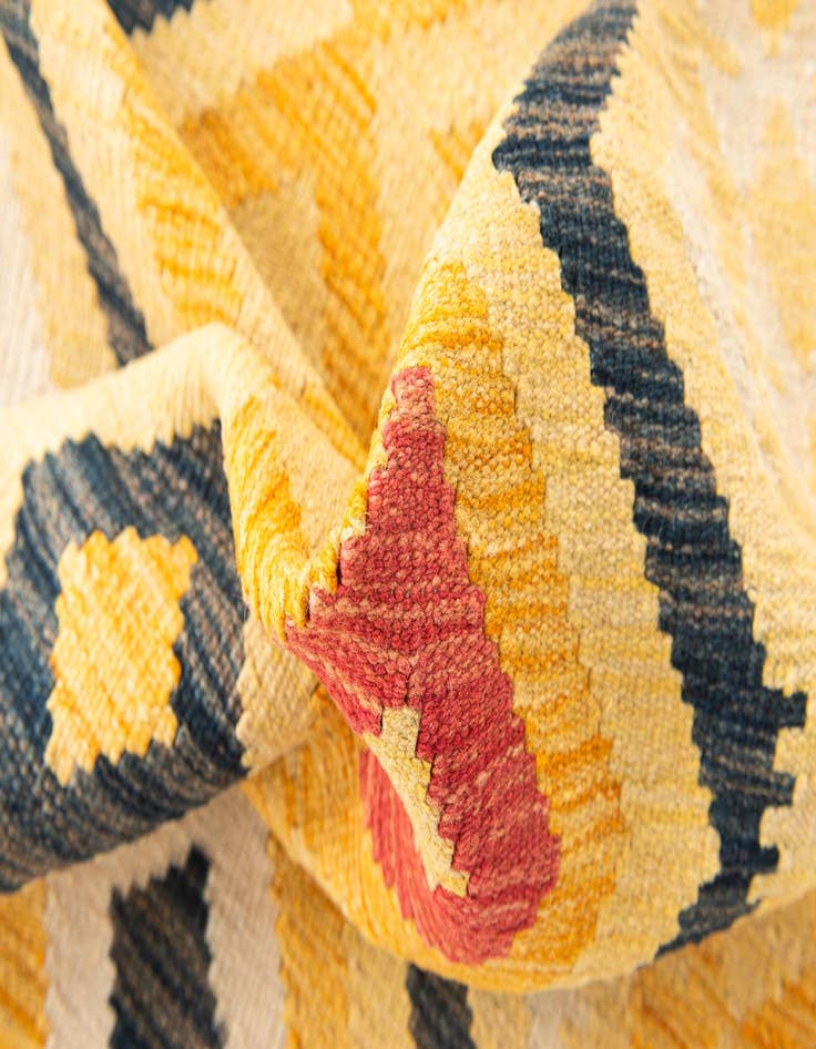Detail image of 3' 5 x 6' 10  Hand Woven Kilim Maymana Wool Runner Rug