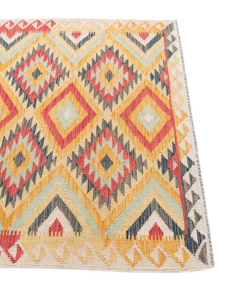 Detail image of 2' 4 x 6' 6  Hand Woven Kilim Maymana Wool Runner Rug