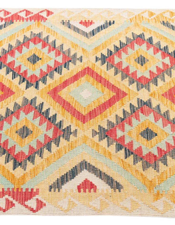 Detail image of 2' 4 x 6' 6  Hand Woven Kilim Maymana Wool Runner Rug
