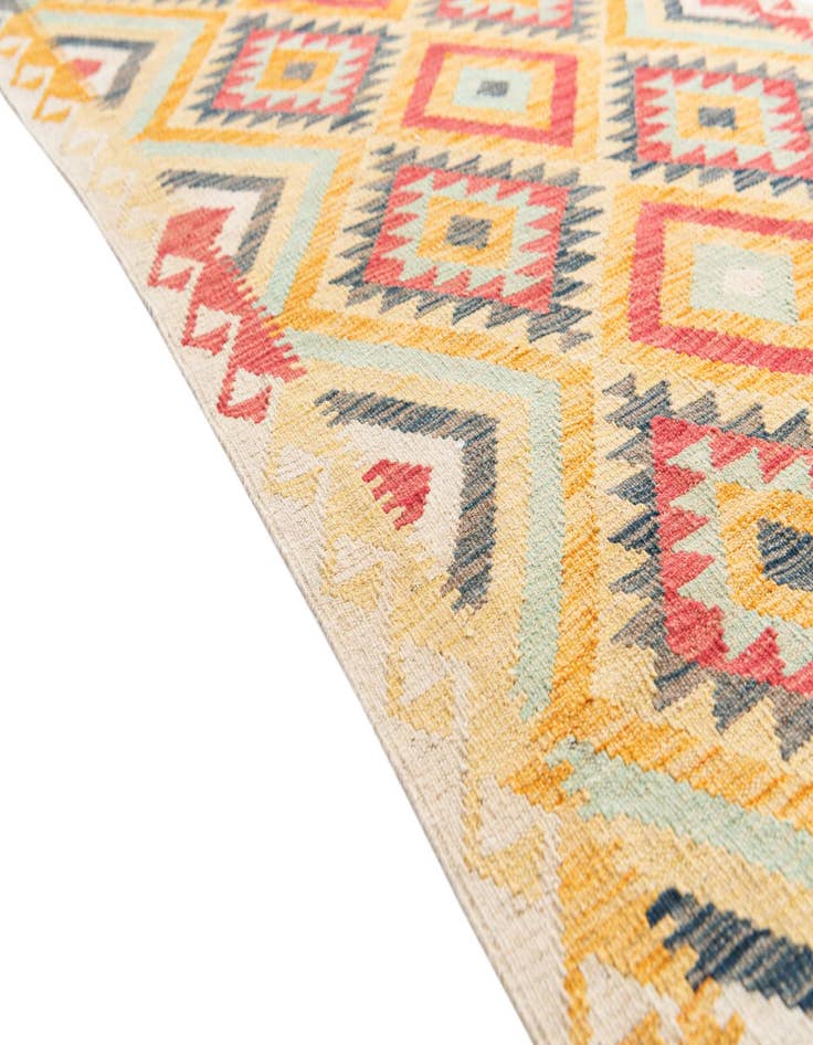 Detail image of 2' 4 x 6' 6  Hand Woven Kilim Maymana Wool Runner Rug
