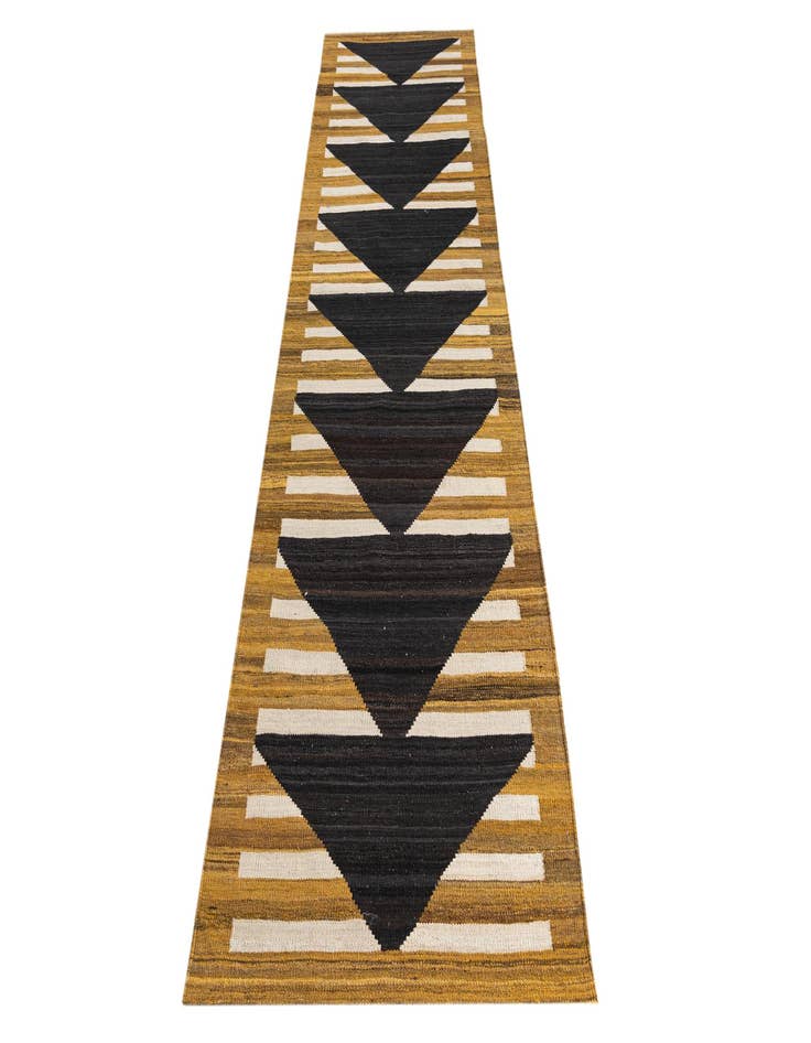 Detail image of 2' 10 x 10'  Hand Woven Kilim Modern Wool Runner Rug