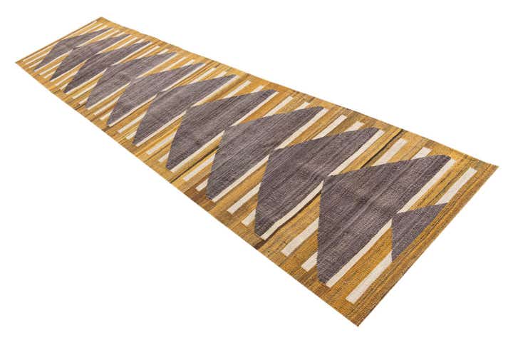 2' 8 x 11' 2 Hand Woven Kilim Modern Wool Runner Rug