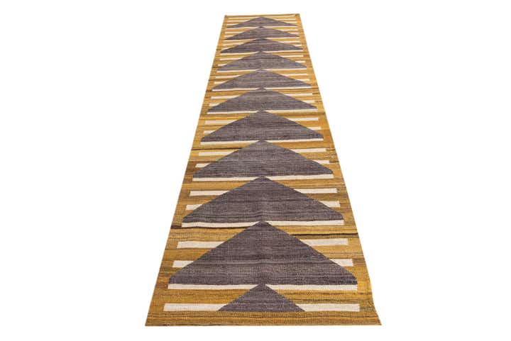 2' 8 x 11' 2 Hand Woven Kilim Modern Wool Runner Rug