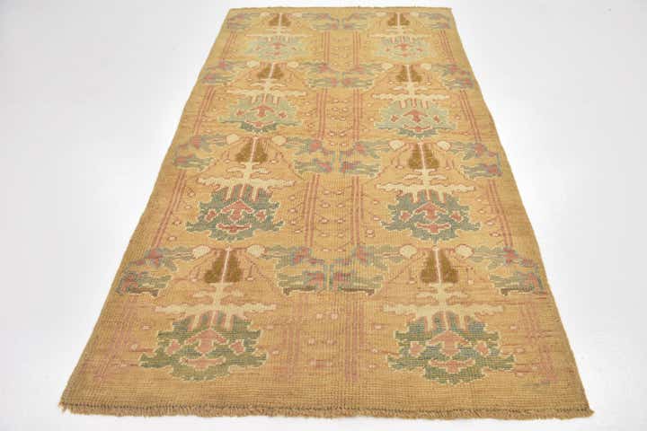 4' 5 x 8' 2 Hand Knotted Oushak Wool Runner Rug