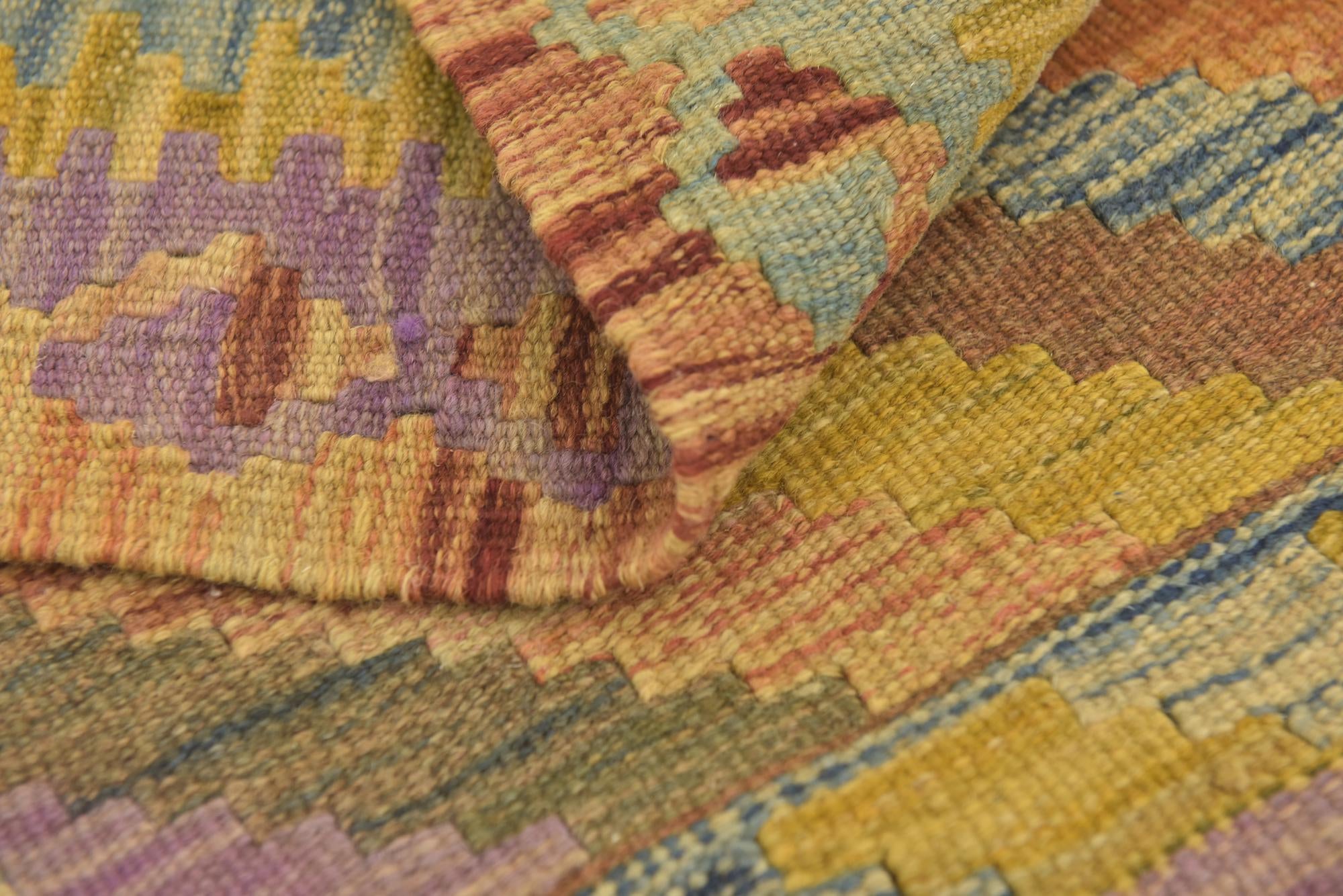 3' x 3' 8 Hand Woven Kilim Maymana Wool Square Rug