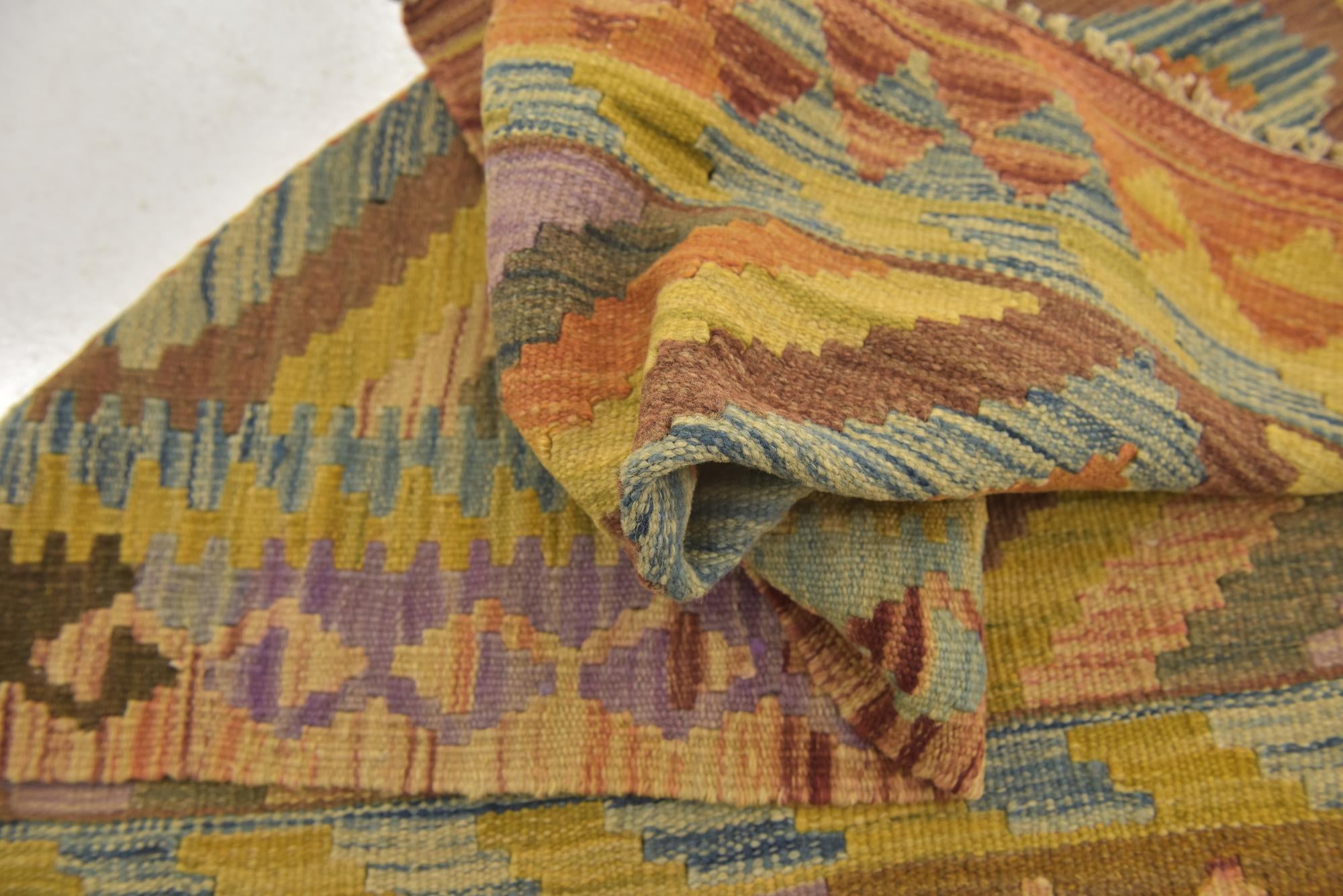 3' x 3' 8 Hand Woven Kilim Maymana Wool Square Rug