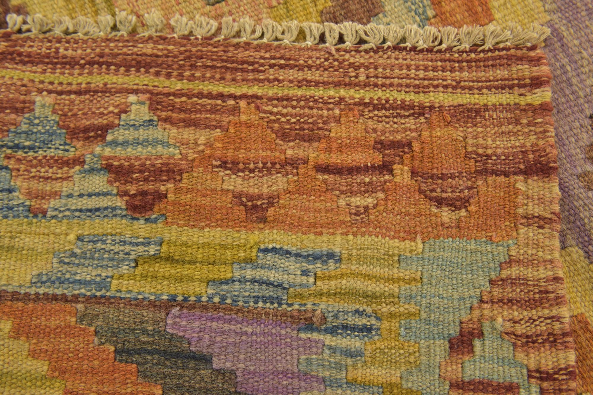 3' x 3' 8 Hand Woven Kilim Maymana Wool Square Rug
