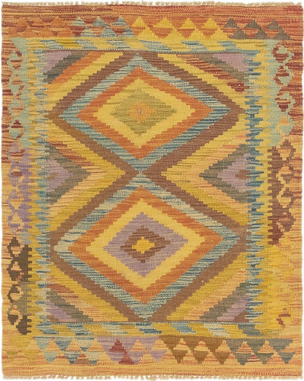 3' x 3' 8 Hand Woven Kilim Maymana Wool Square Rug