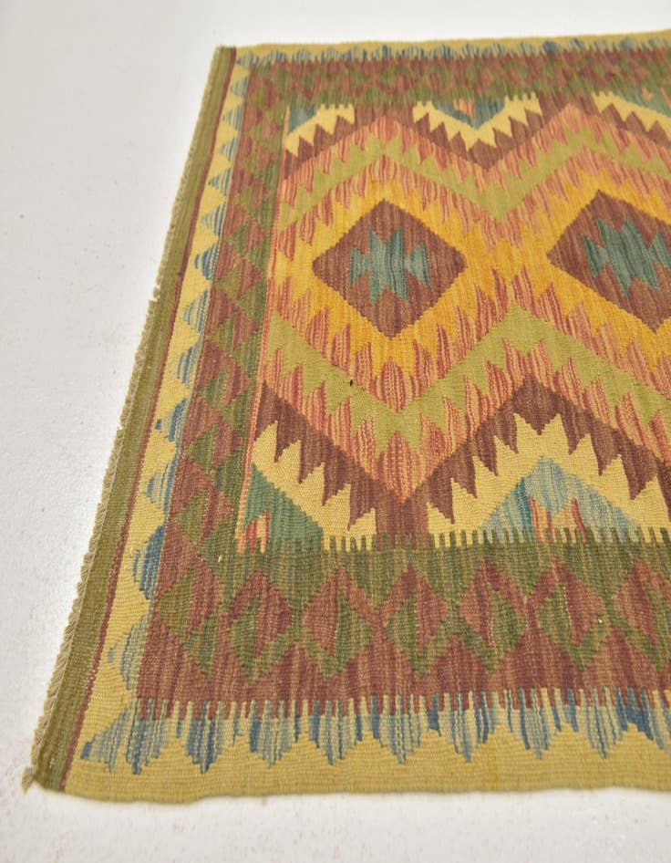 Detail image of 3' 2 x 3' 6  Hand Woven Kilim Maymana Wool Square Rug