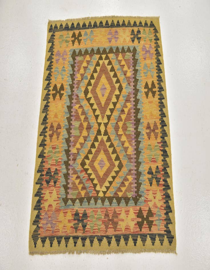 Detail image of 3' 2 x 3' 3  Hand Woven Kilim Maymana Wool Square Rug