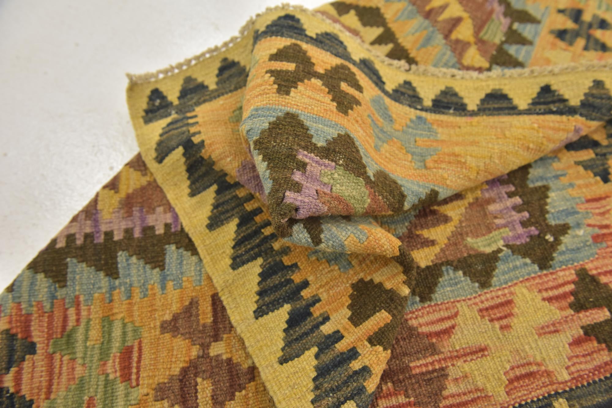 95cm x 100cm Tejido a mano Kilim Maymana Alfombra Lana Cuadrado