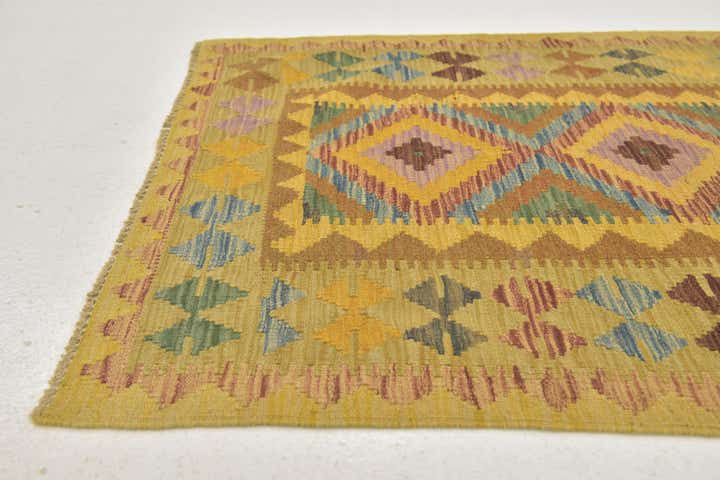 3' 2 x 3' 6 Hand Woven Kilim Maymana Wool Square Rug