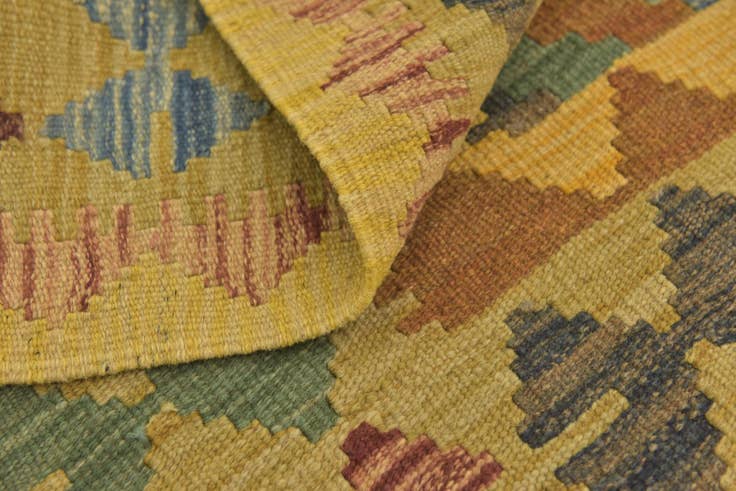 Detail image of 3' 2 x 3' 6 Hand Woven Kilim Maymana Wool Square Rug