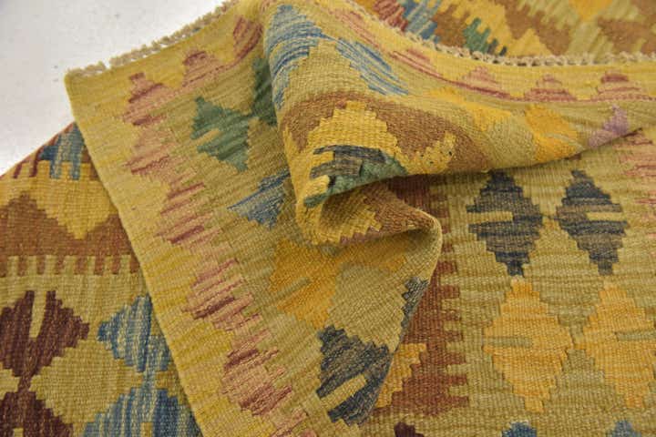 3' 2 x 3' 6 Hand Woven Kilim Maymana Wool Square Rug