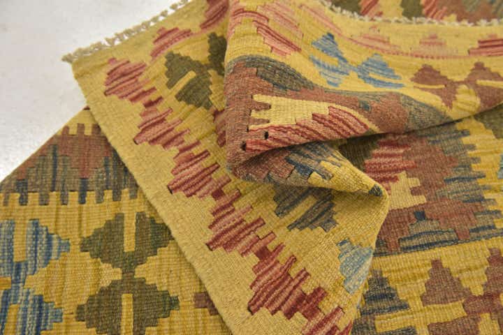 3' 2 x 3' 5 Hand Woven Kilim Maymana Wool Square Rug