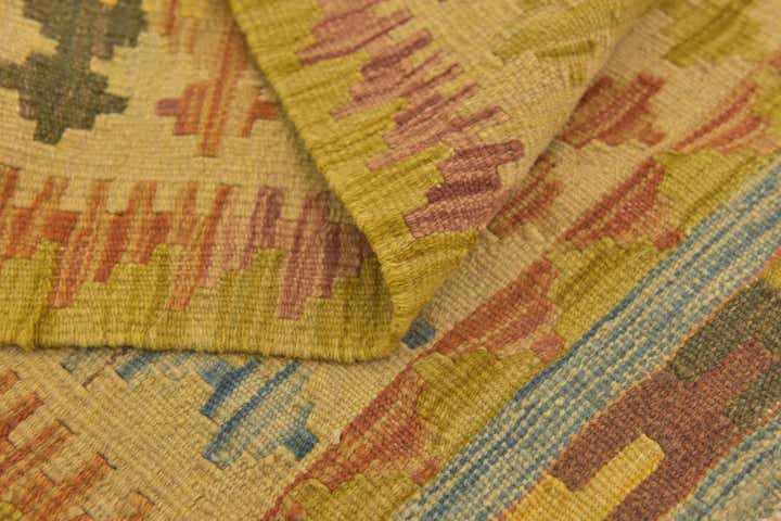 3' 3 x 3' 6 Hand Woven Kilim Maymana Wool Square Rug
