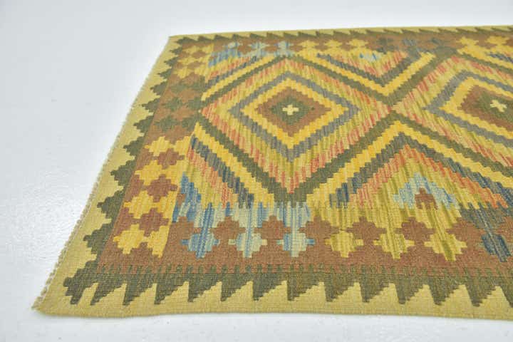 3' 2 x 3' 10 Hand Woven Kilim Maymana Wool Square Rug