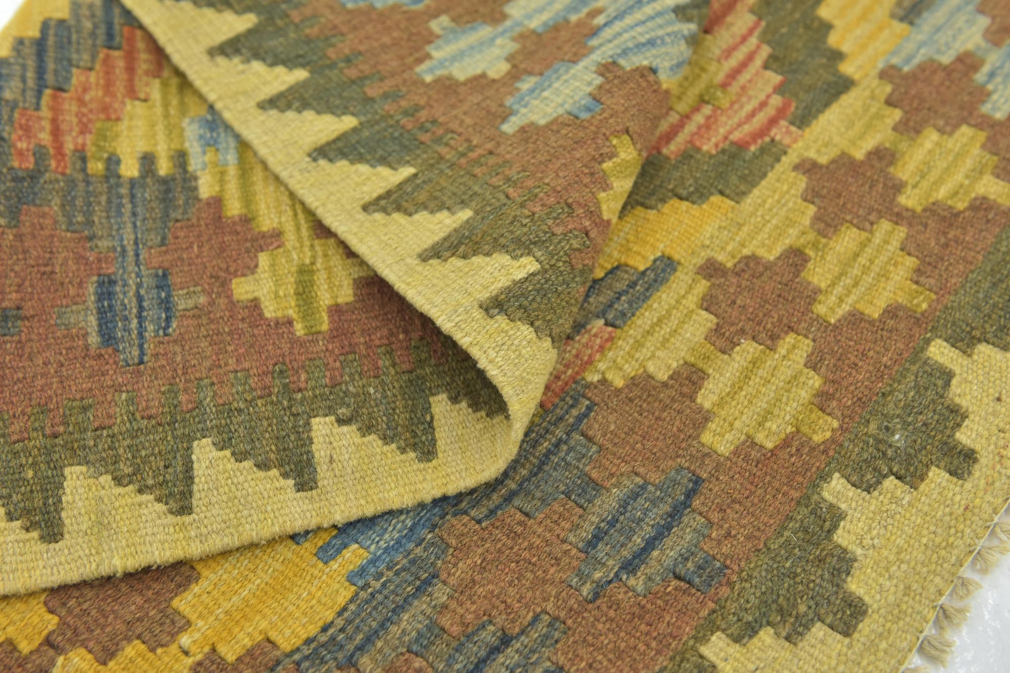 3' 2 x 3' 10 Hand Woven Kilim Maymana Wool Square Rug