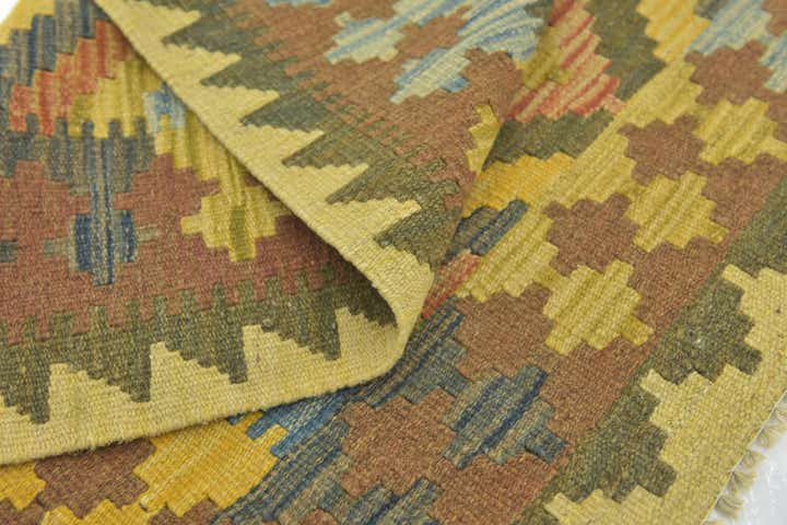 3' 2 x 3' 10 Hand Woven Kilim Maymana Wool Square Rug