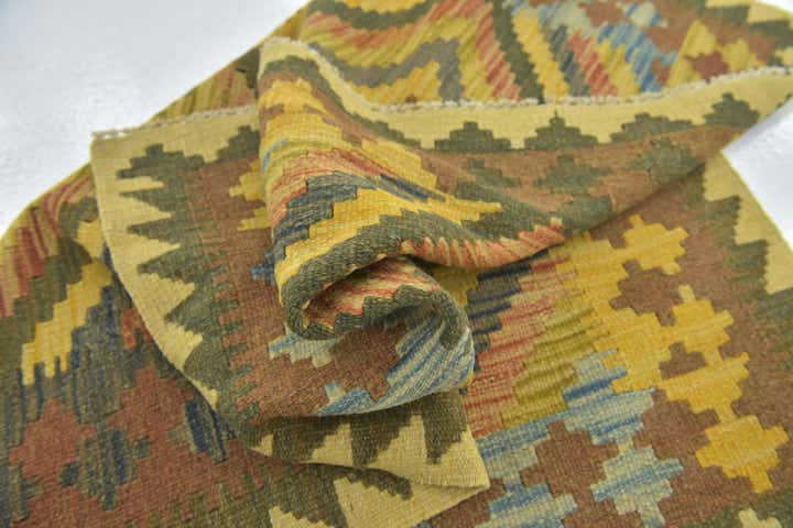 3' 2 x 3' 10 Hand Woven Kilim Maymana Wool Square Rug